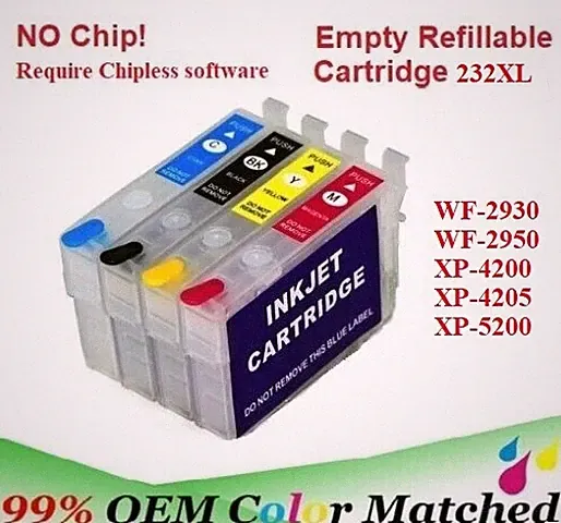 232 232XL Alternative No Chip Refillable Cartridge for WF-2950 XP-4200 XP-4205