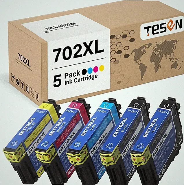 5PK T702XL Compatible Ink Cartridges for Epson WorkForce WF-3720 WF-3730 WF-3733