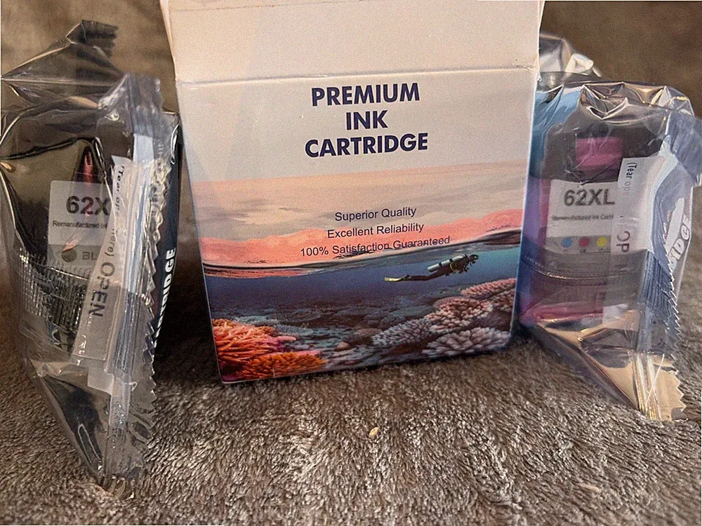 62XL Black & 62XLCMY Color Ink Combo Pack For HP Printers