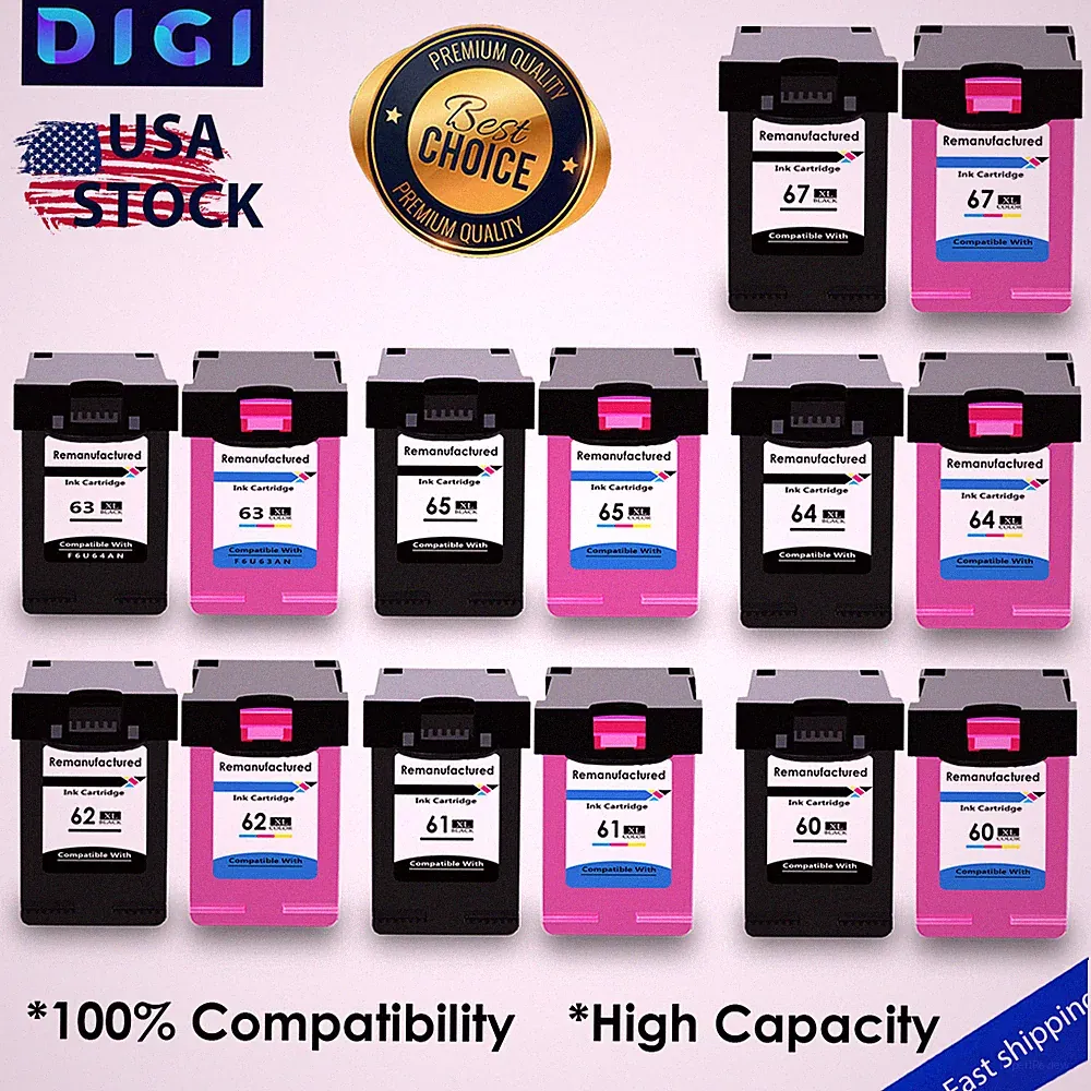 67XL 65XL 63XL 62XL 61XL 60XL Refilled Ink Cartridge Compatible with HP Printer