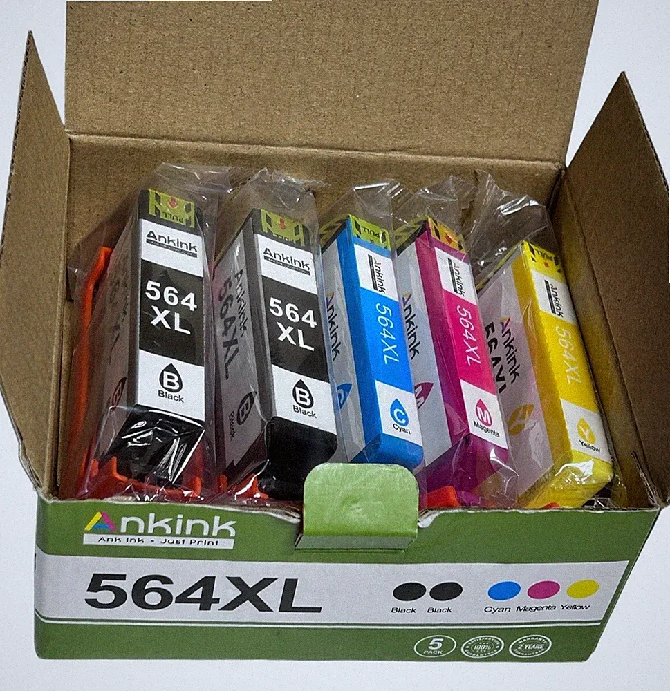 Ankink Remanufactured 564 Ink 5 Cartridges 564XL Combo Pack for HP Printers