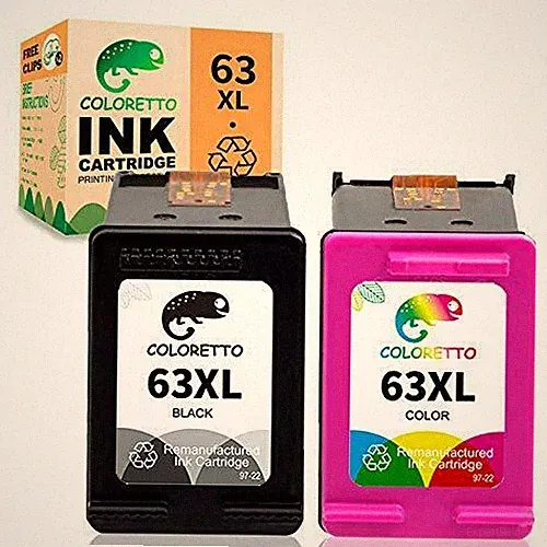 COLORETTO Remanufactured Printer Ink Cartridge Replacement for HP 63XL to use