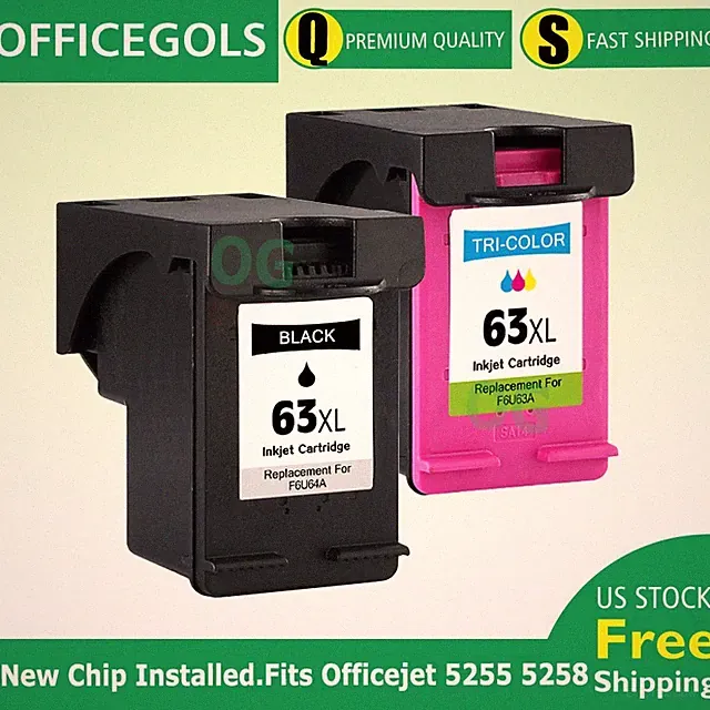 Combo Black & Color 63XL Ink Cartridge Set for HP DeskJet Envy OfficeJet Printer