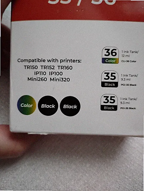Generic Ink Cartridges (3) 35/36 Black & Color Unused