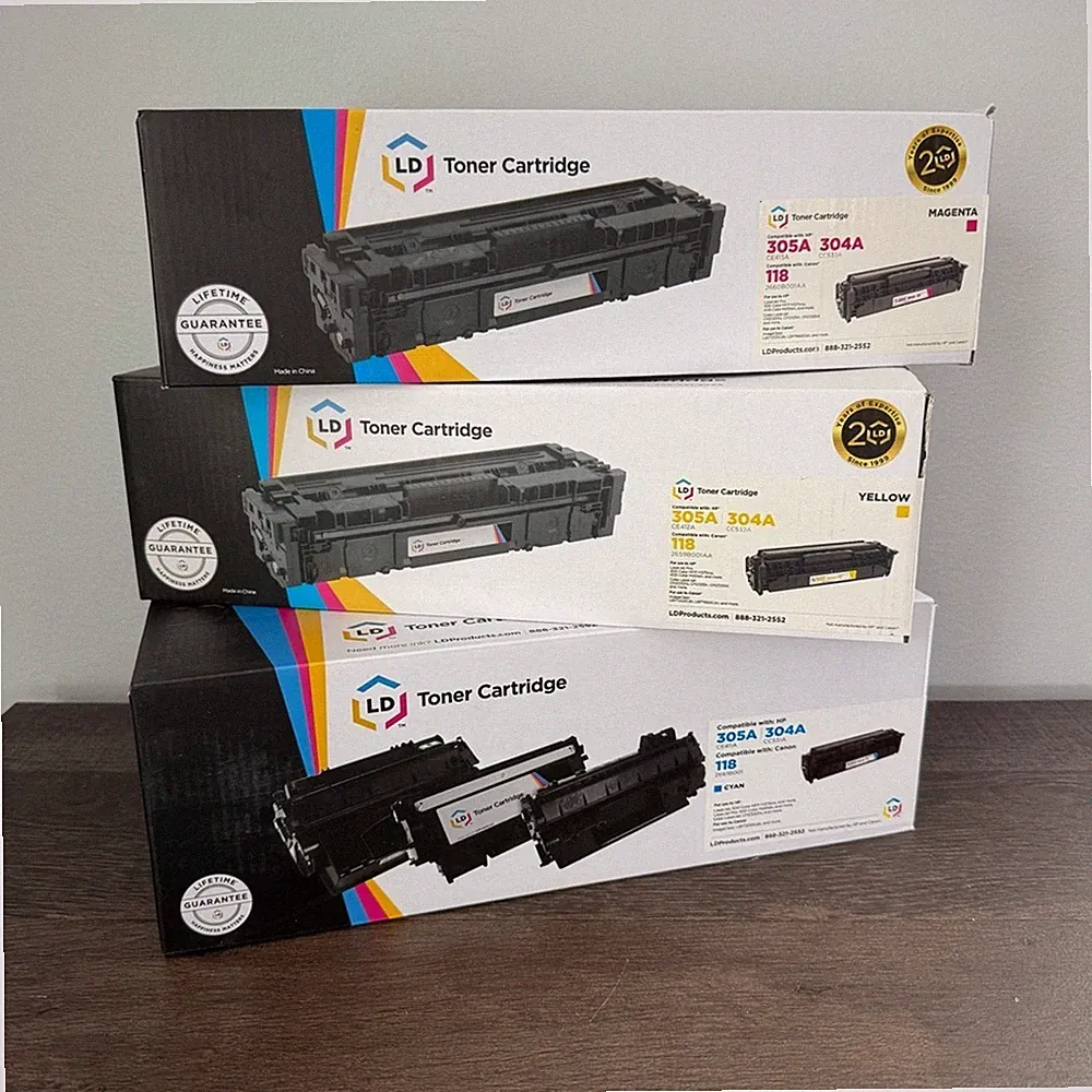 LD Products | Set of 3 - Remanufactured Toner Printer Ink Magenta Cyan Yellow